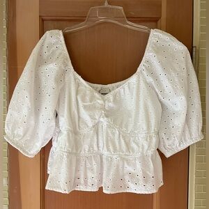 A New Day White Eyelet Blouse /  Size XL